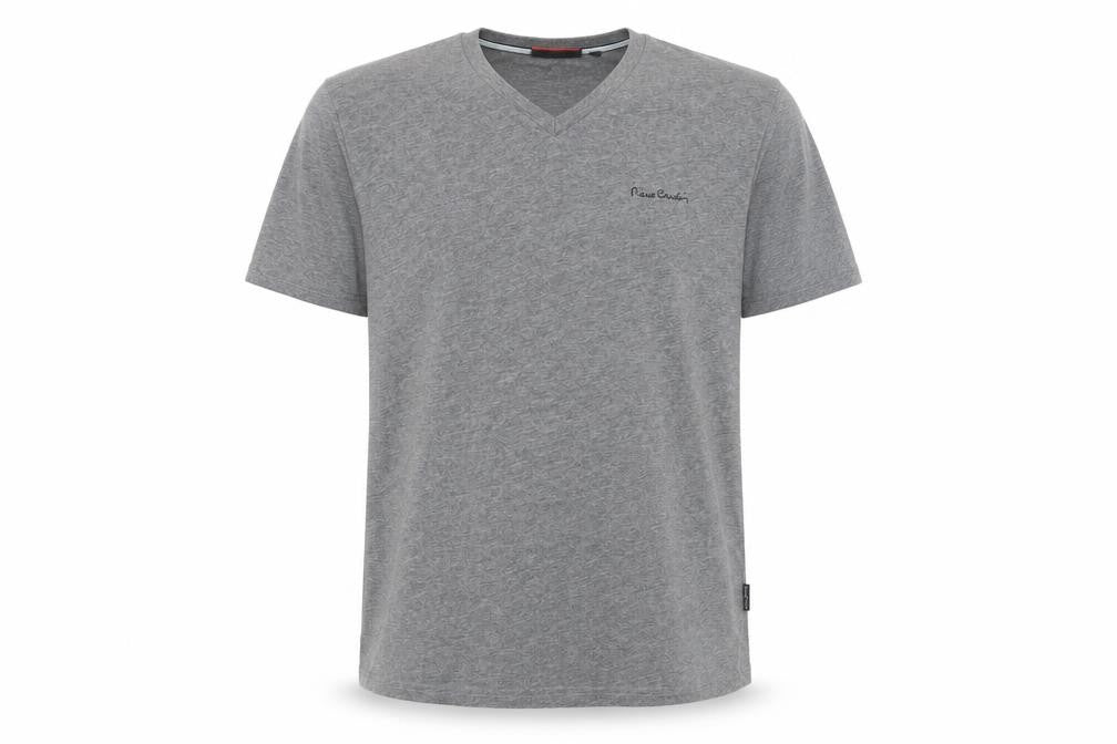 Pierre Cardin Men's Grey V-Neck Logo T-Shirt Size L