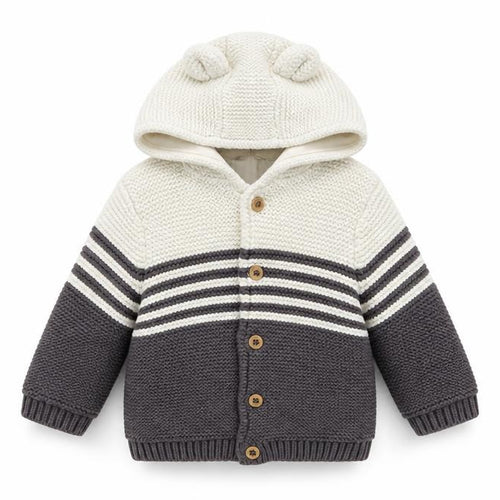 Marks and Spencer Unisex Baby Cardigan, Grey & White, 0-3 Months