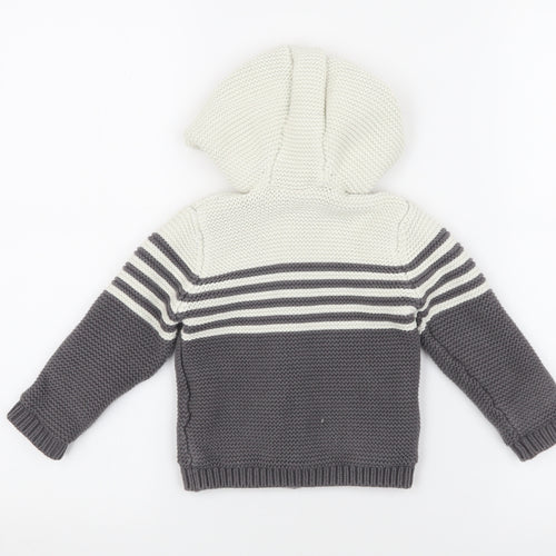 Marks and Spencer Unisex Baby Cardigan, Grey & White, 0-3 Months