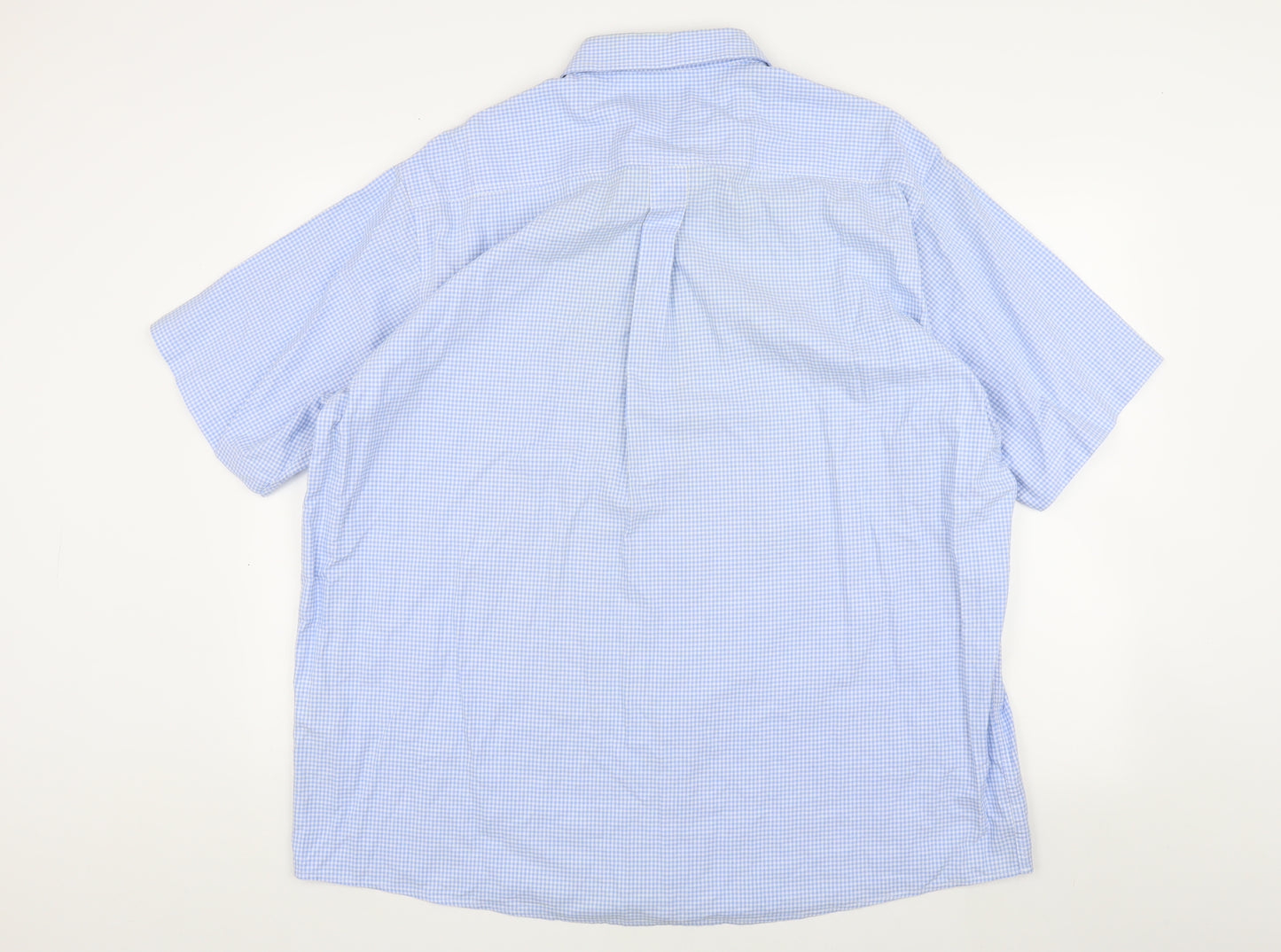 Cotton Traders Men's 2XL Blue Check Short Sleeve Shirt