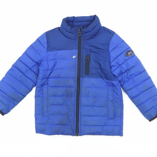 Joules Boys Blue Puffer Jacket 6 Years Winter Zip Pocket