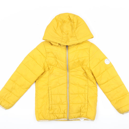 name it Boys Yellow Puffer Jacket, Size 7 Years, Hooded