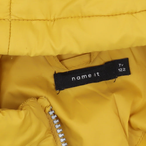 name it Boys Yellow Puffer Jacket, Size 7 Years, Hooded