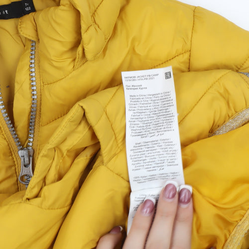 name it Boys Yellow Puffer Jacket, Size 7 Years, Hooded