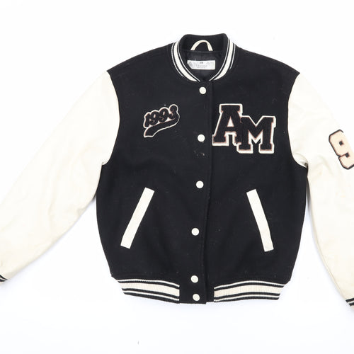 H&M Girls Black Varsity Jacket, Size 9-10 Years