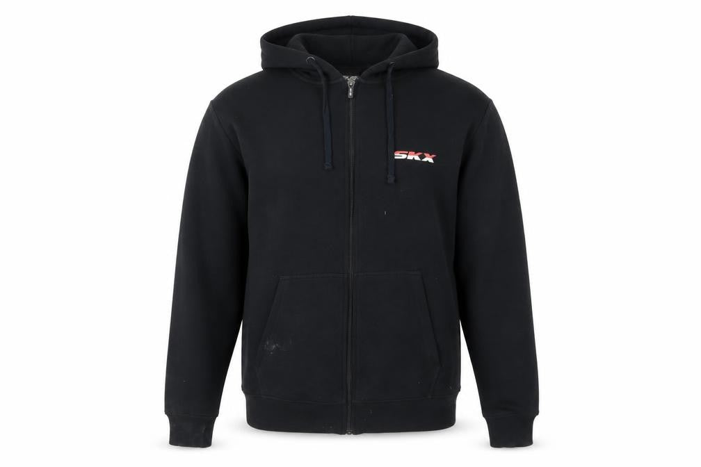 Front view of Skechers Men's Black Medium Full Zip Hooded Jacket