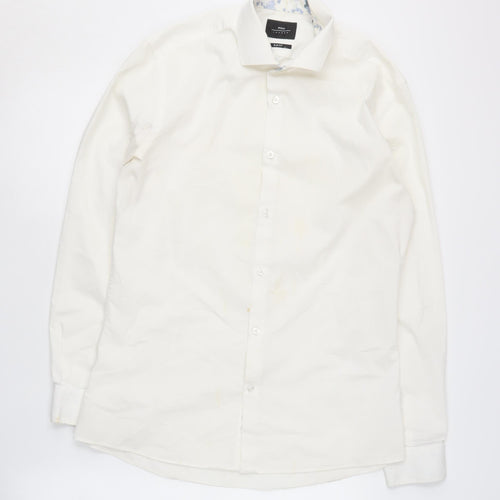 Moss London Men's Slim White Shirt 39 Long Sleeve