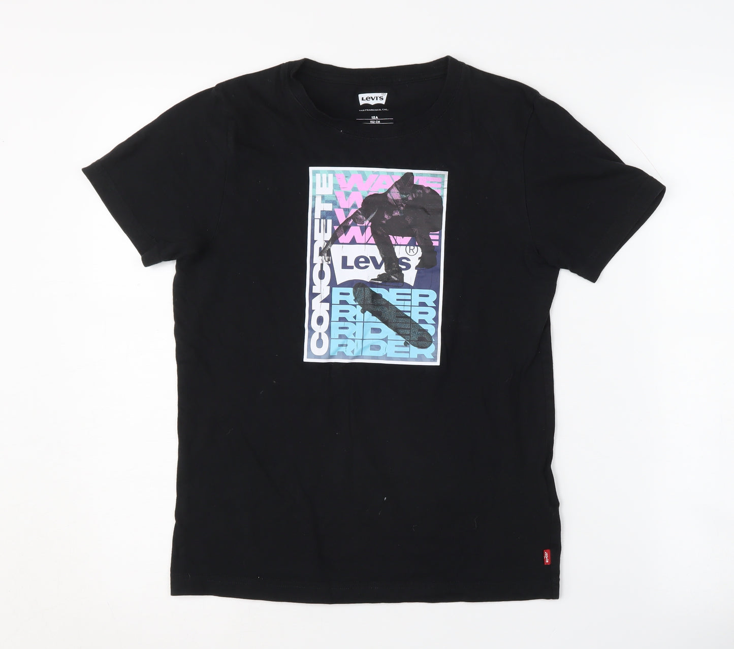 Levi's Boys Black Graphic T-Shirt 12 Years Skateboarding Style