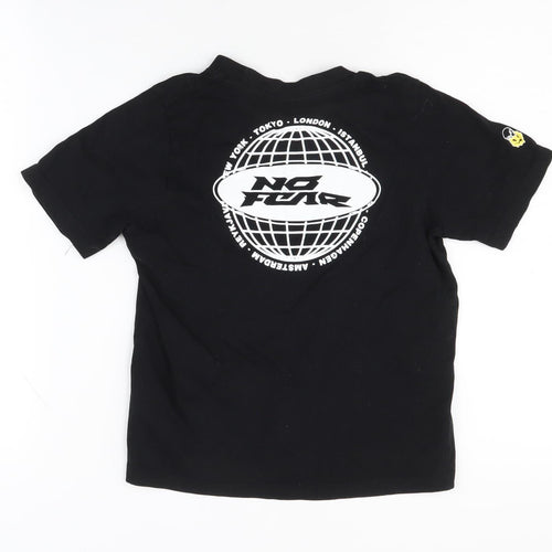 No Fear Boys Black T-Shirt, Size 7-8 Years, Cotton, Casual Wear
