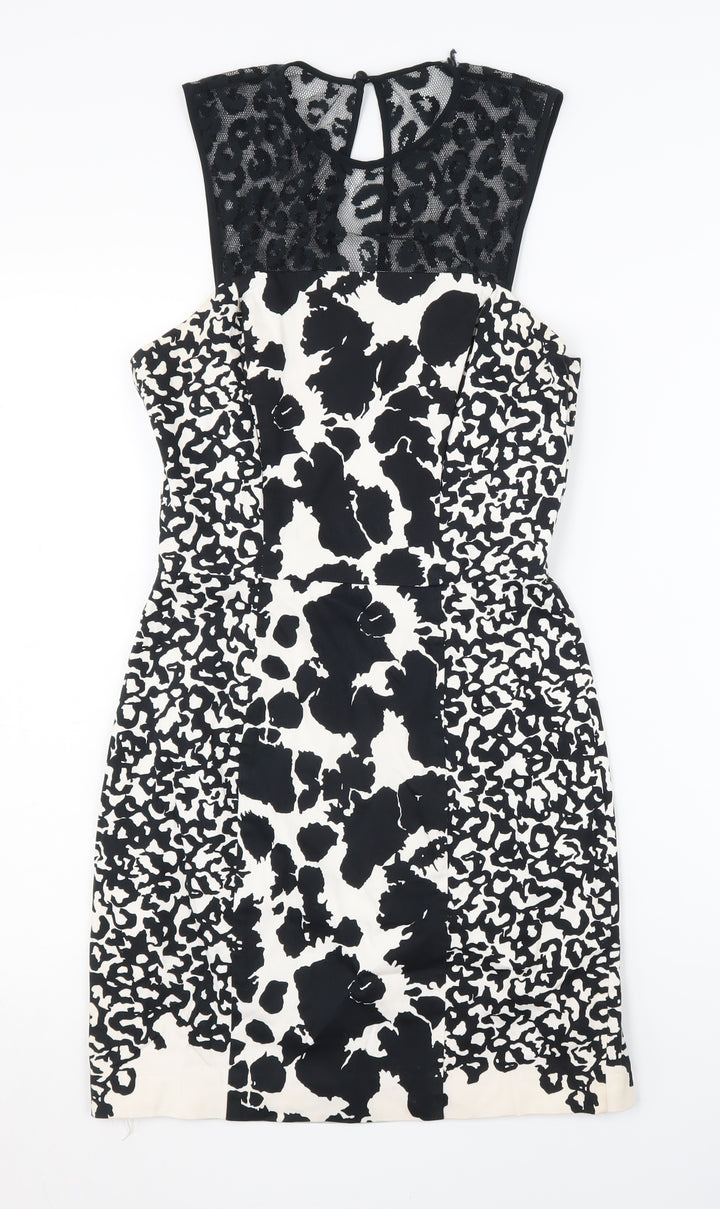 French Connection Women’s Black Animal Print Dress Size 8