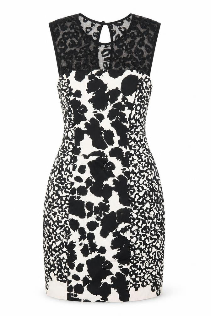 French Connection Women’s Black Animal Print Dress Size 8