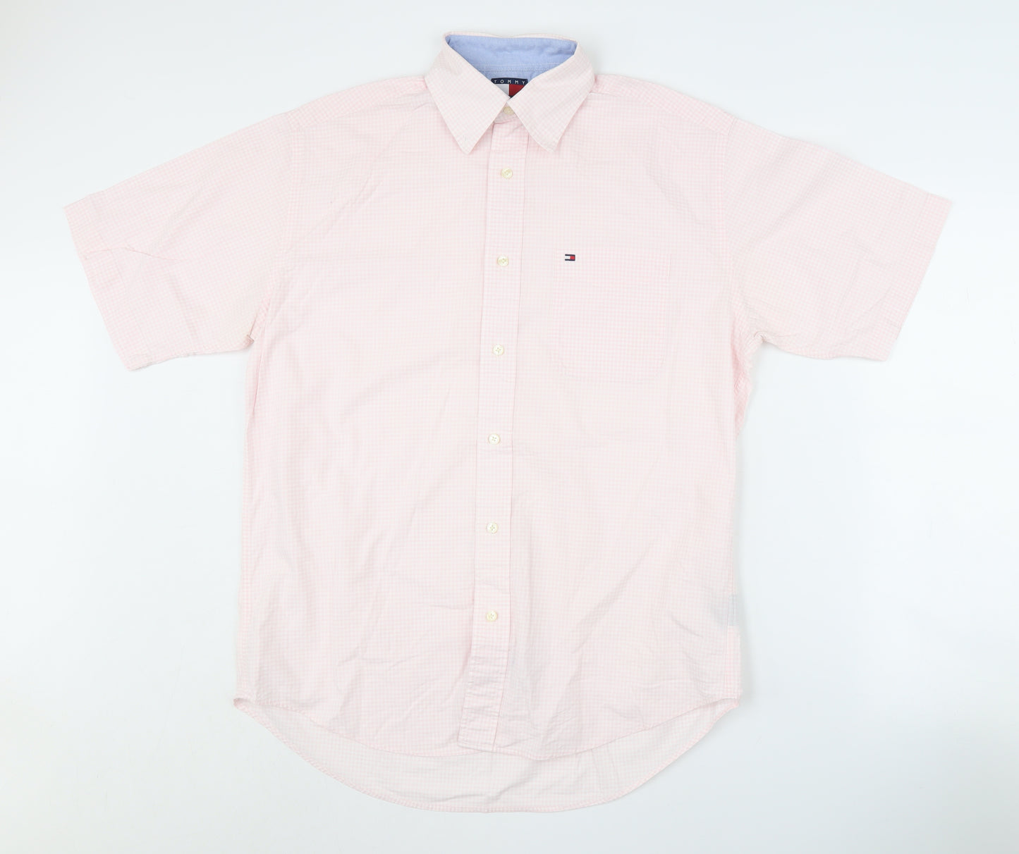 Tommy Hilfiger Men's Pink Check Short Sleeve Shirt S