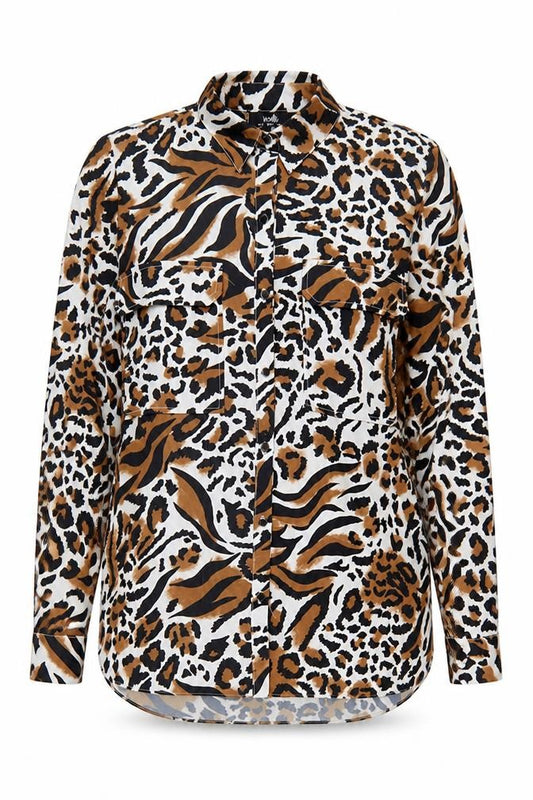 Front view of Wallis Women's Multicoloured Animal Print Button-Up Shirt
