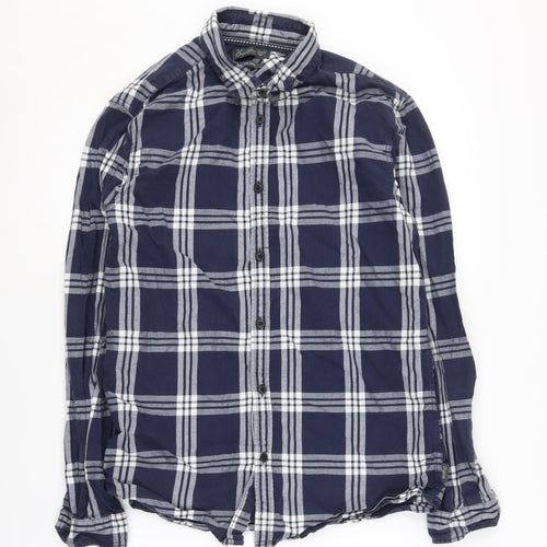 Jack & Jones Men's Blue Check Button-Up Shirt, Size S