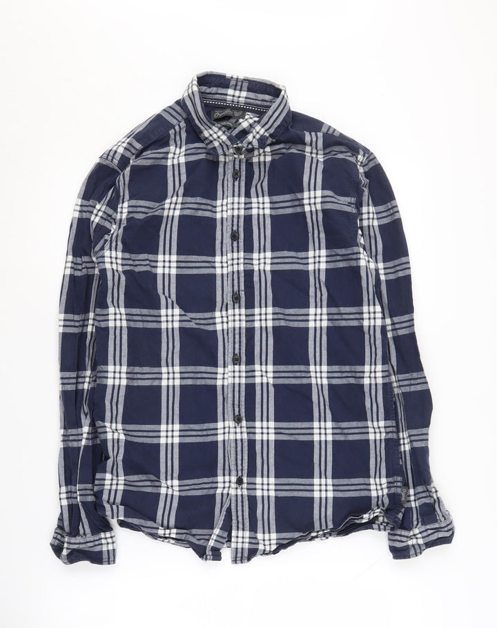 Jack & Jones Men's Blue Check Button-Up Shirt, Size S