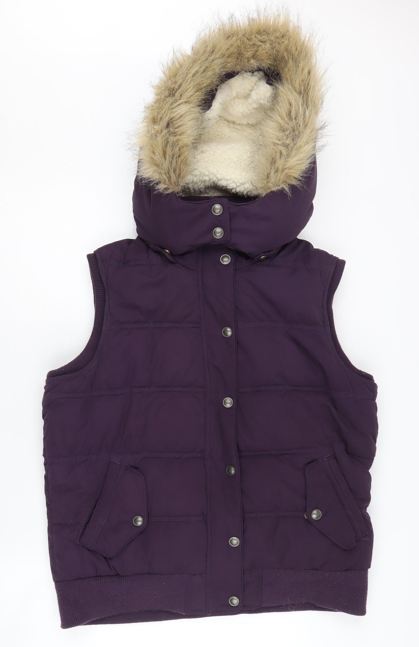 Fat Face Women's Purple Sleeveless Puffer Jacket Size 16