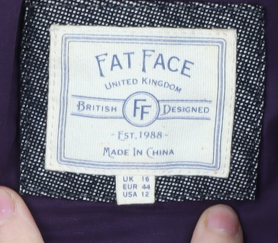 Fat Face Women's Purple Sleeveless Puffer Jacket Size 16