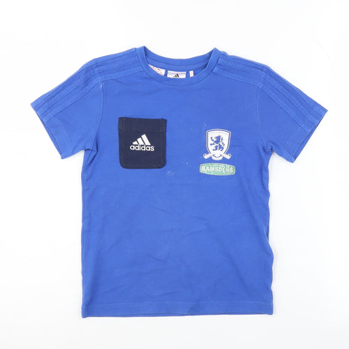 Adidas Boys Blue Football T-Shirt, 5-6 Years, Pullover, Logo