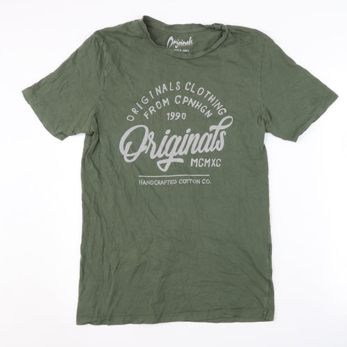 Jack & Jones Green Men's Graphic Tee L Cotton