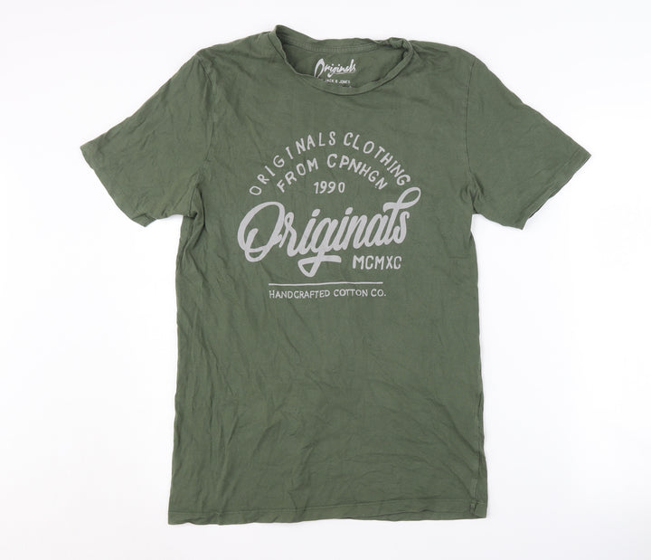 Jack & Jones Green Men's Graphic Tee L Cotton
