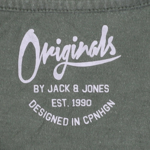 Jack & Jones Green Men's Graphic Tee L Cotton