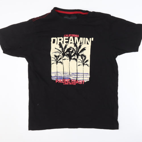 Soul Star Men's Black Graphic Print T-Shirt M Jersey