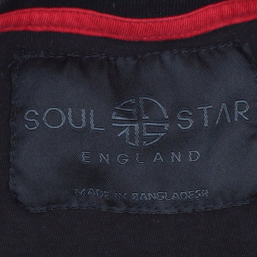 Soul Star Men's Black Graphic Print T-Shirt M Jersey