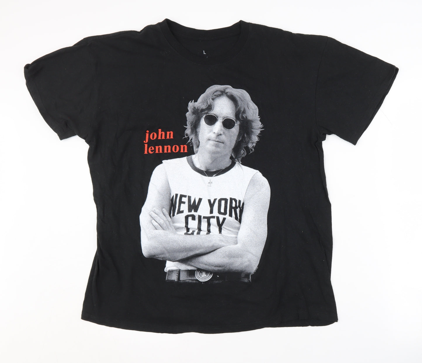 John Lennon Men's Black Large Band T-Shirt