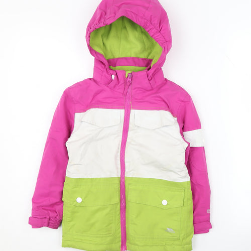 Trespass Girls Pink Parka Jacket 3-4 Years Waterproof