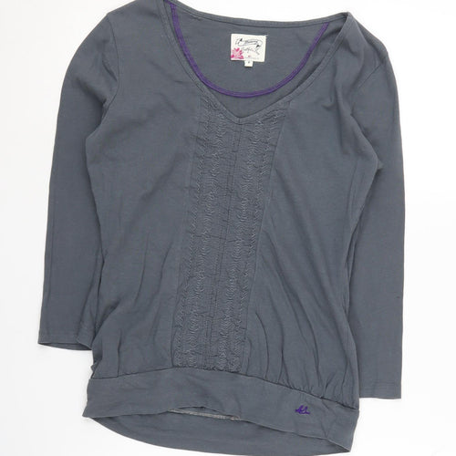 Mantaray Women's Grey 3/4 Sleeve V-Neck T-Shirt Size 8