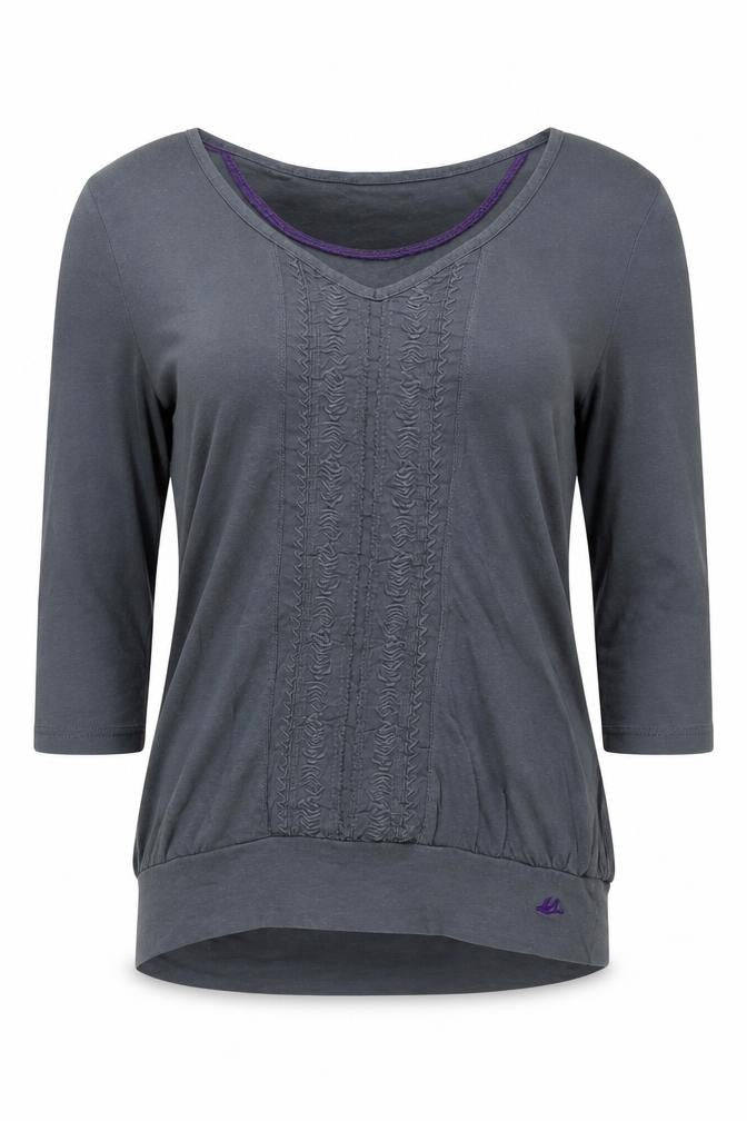 Mantaray Women's Grey 3/4 Sleeve V-Neck T-Shirt Size 8