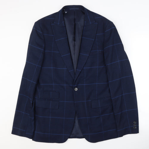 Moss London Men's Blue Check Blazer 40 Long