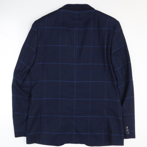 Moss London Men's Blue Check Blazer 40 Long