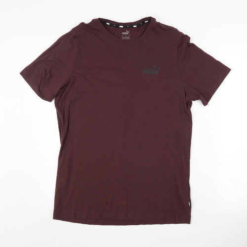 Puma Men's Red Medium Crew Neck Solid T-Shirt