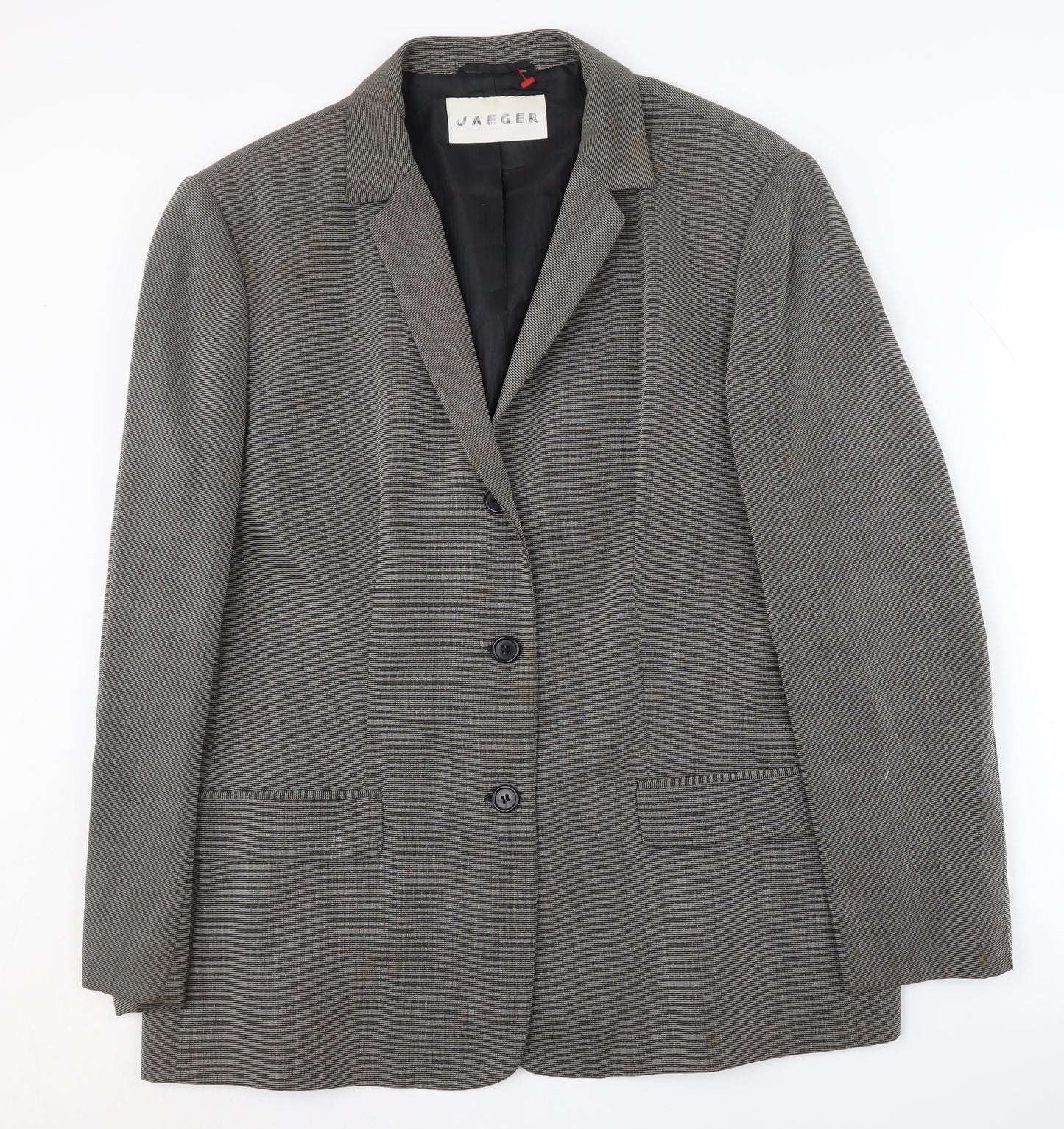 Jaeger Women's Grey Wool Silk Suit Jacket - Size 16