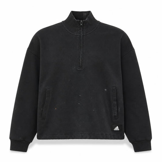 Front view of Adidas Women's Black Sweatshirt S Long Sleeve Zip