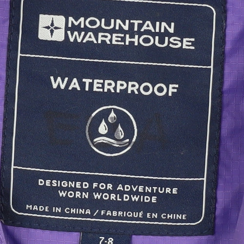 Mountain Warehouse Girls Purple Waterproof Rain Coat 7-8