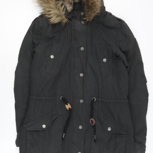 FatFace Women's Black Parka Coat Size 10