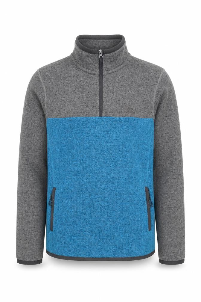 Front view of Weird Fish Men's Grey Blue Pullover Sweatshirt M