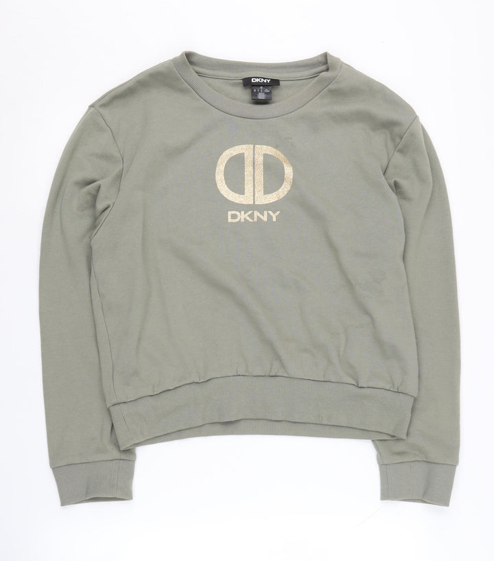 DKNY Women's Green Pullover Sweatshirt - Size L