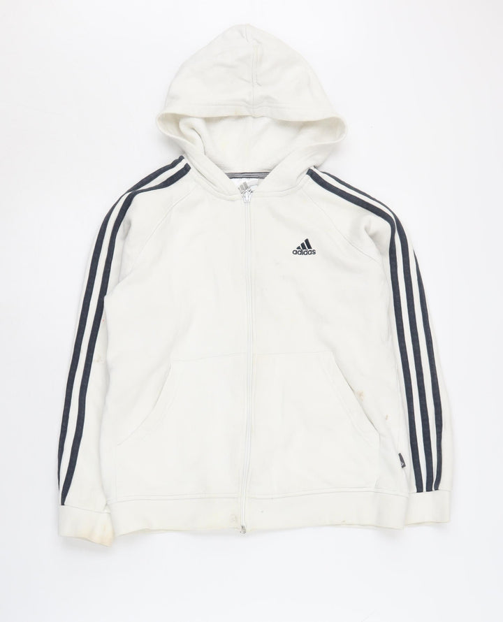 Adidas Boys White Hoodie M Full Zip Sports