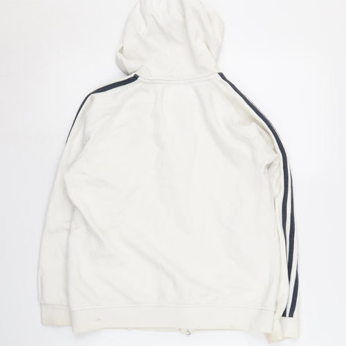 Adidas Boys White Hoodie M Full Zip Sports