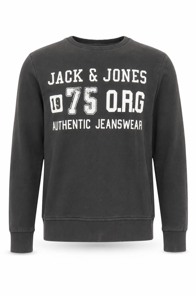 Front view of Jack & Jones Men's Black S Pullover Sweatshirt