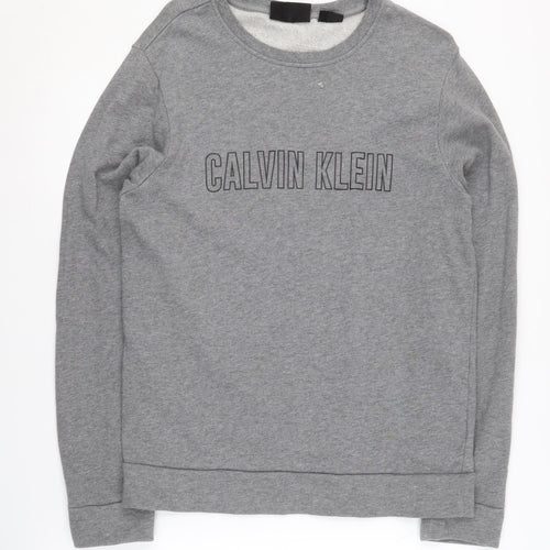 Calvin Klein Men’s Grey Logo Pullover Sweatshirt S
