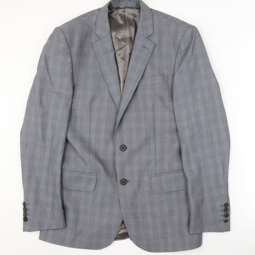Jaeger Men's Grey Check Blazer, Size 38R, Formal Jacket