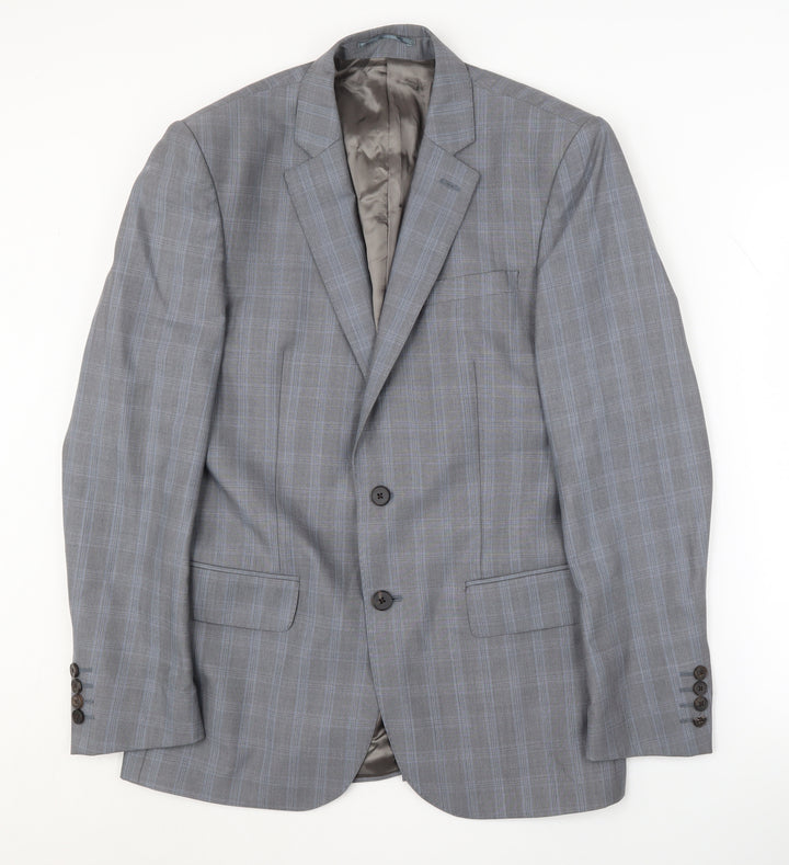 Jaeger Men's Grey Check Blazer, Size 38R, Formal Jacket