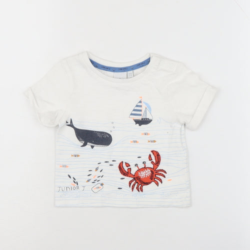 Jasper Conran Boys White T-Shirt 3-6 Months Sea Life Graphic