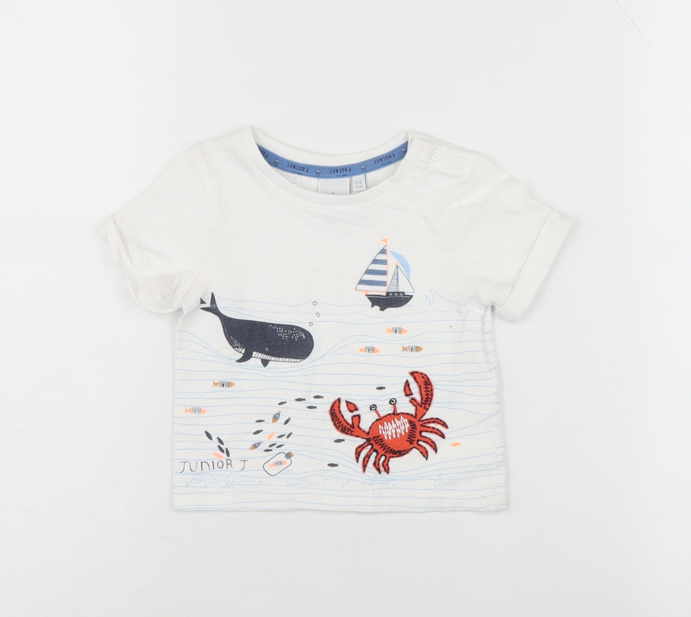 Jasper Conran Boys White T-Shirt 3-6 Months Sea Life Graphic