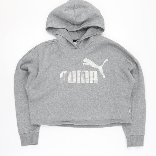 Puma Girls Grey Hoodie, Size 11-12, Pullover Style