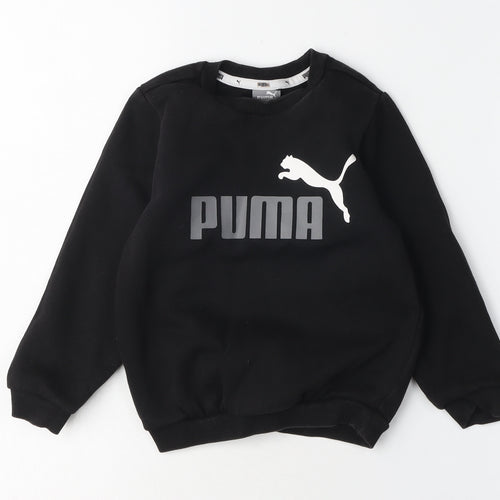 Puma Boys Black Crew Neck Logo Pullover Sweatshirt, 2 Years